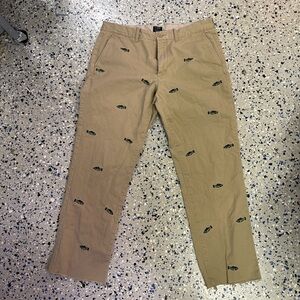 J. Crew Tan Chinos with Embroidered Details